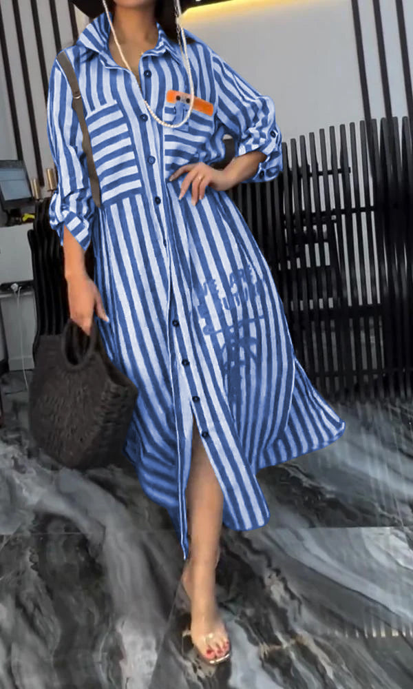 Women's Comfortable V-Neck Cotton And Linen Dress