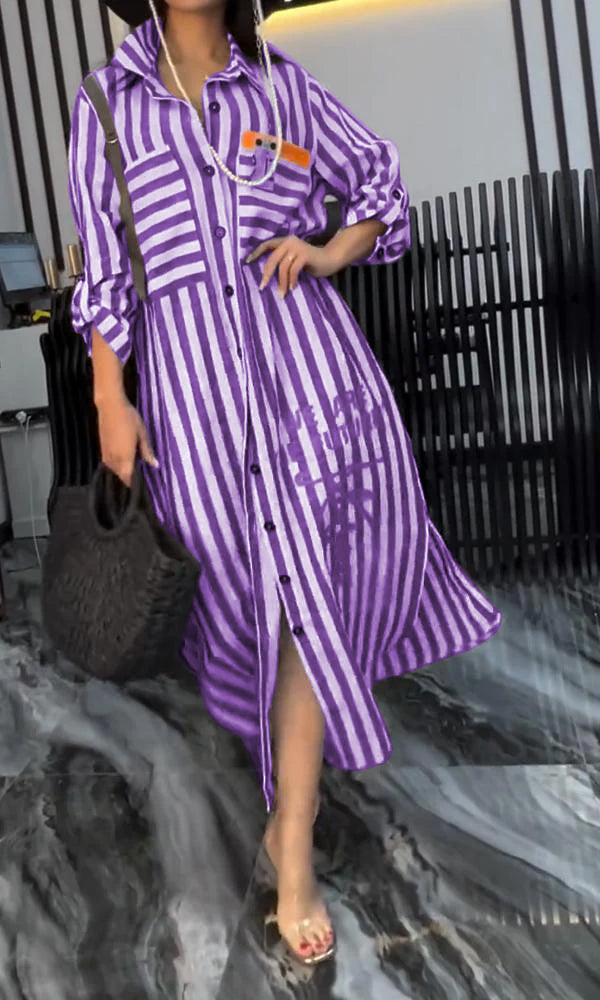 Women's Comfortable V-Neck Cotton And Linen Dress