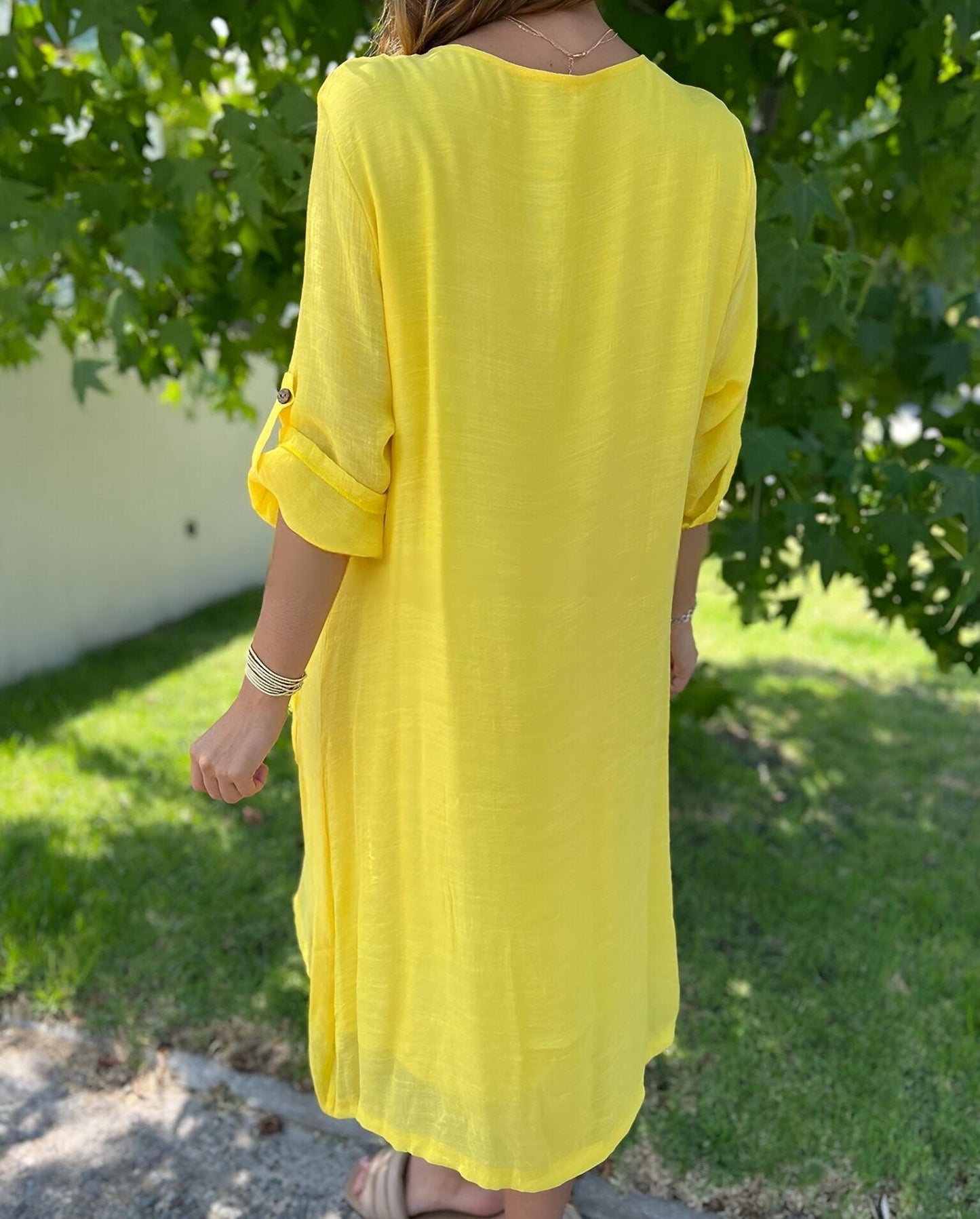 Women's Round Neck Cotton Linen Comfortable Dress
