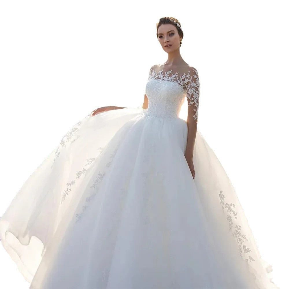 Wedding dresses lace embroidered long sleeves sexy elegant