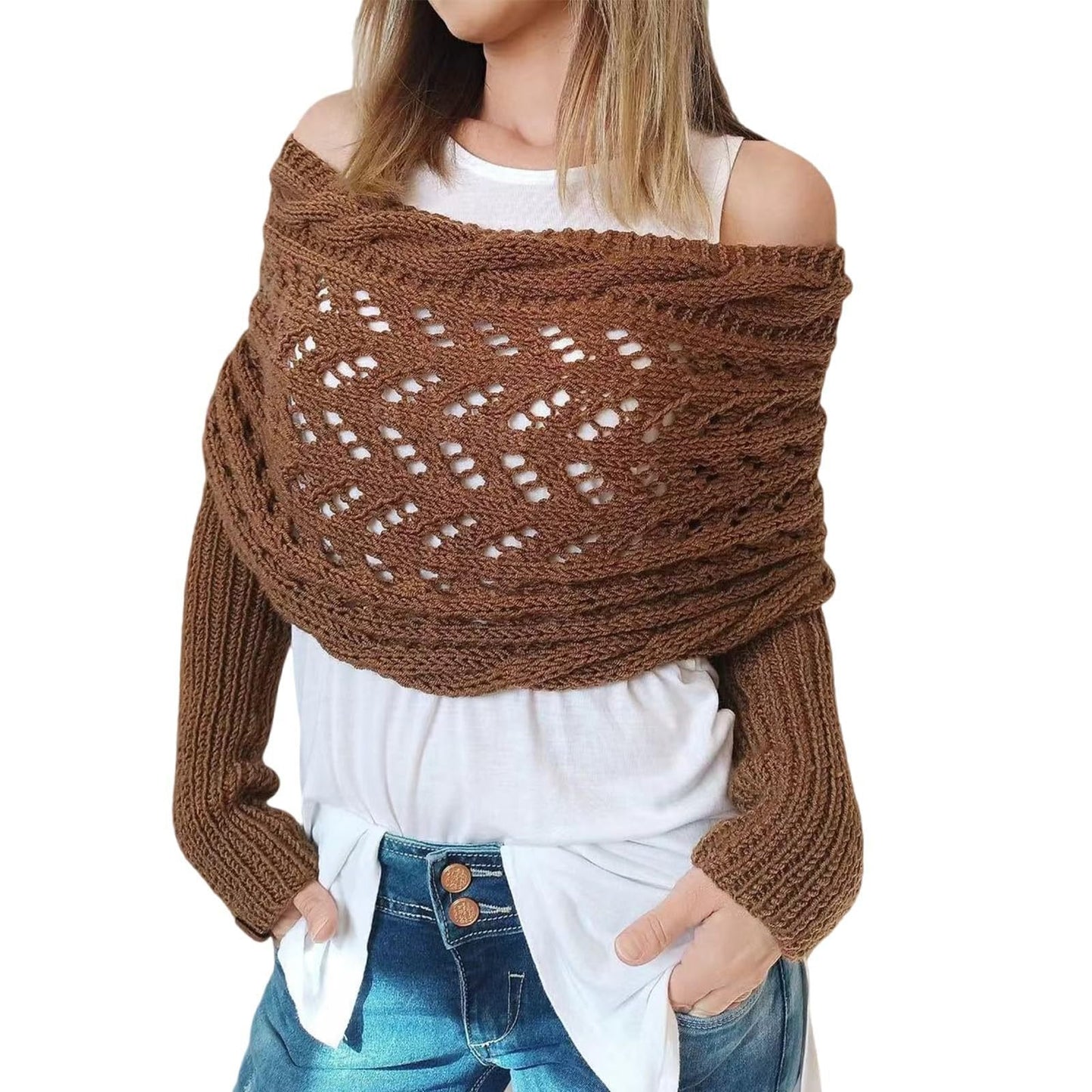 🎁Last day 60% off🧶Women's Knitted Double Sleeve Scarf🧣