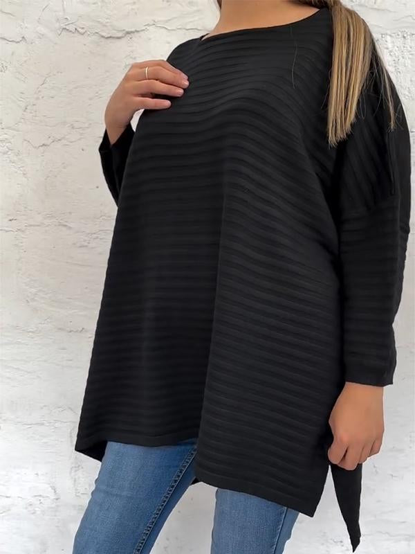 Women's Round Neck Ribbed Long Sleeve Top