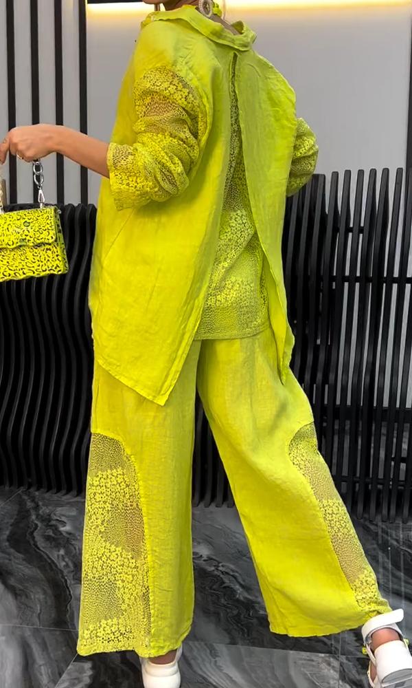 Women's Comfortable Cut-Out Shirt And Pants Two-Piece Set