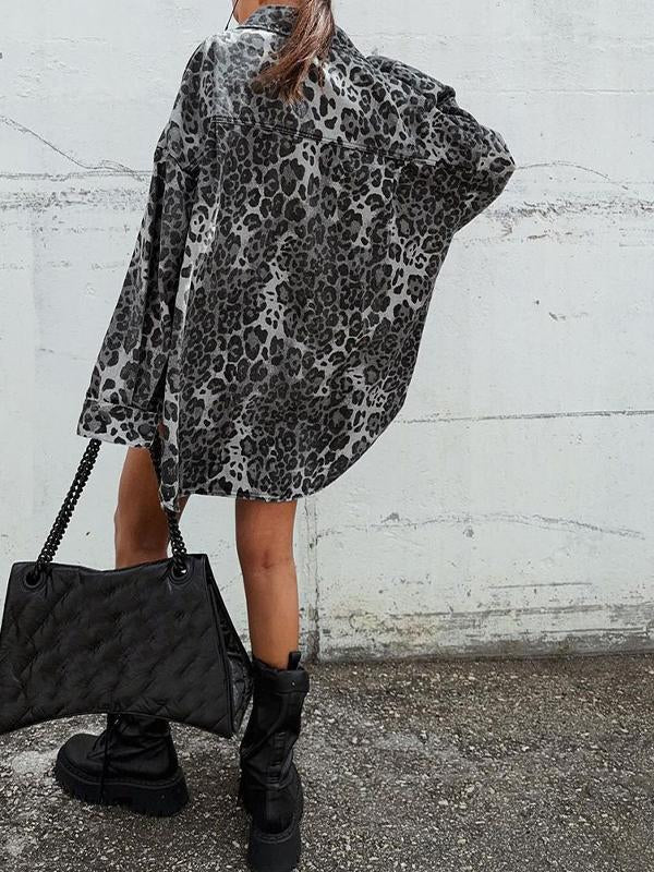 Women's Lapel Leopard Print Shirt
