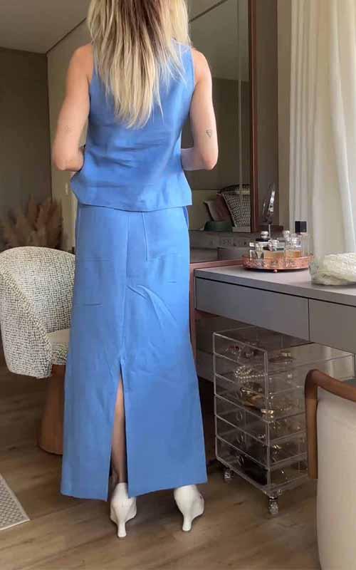 Women's Round Neck Sleeveless Solid Color Two Piece Suit