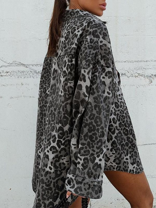Women's Lapel Leopard Print Shirt