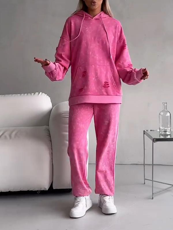 Women's Hooded Copper Sweatshirt Two-piece Set