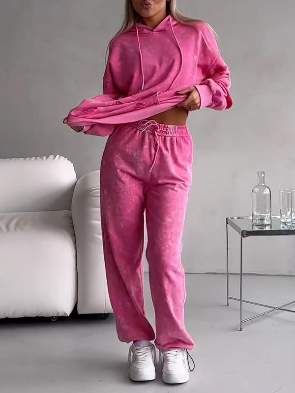 Women's Hooded Copper Sweatshirt Two-piece Set
