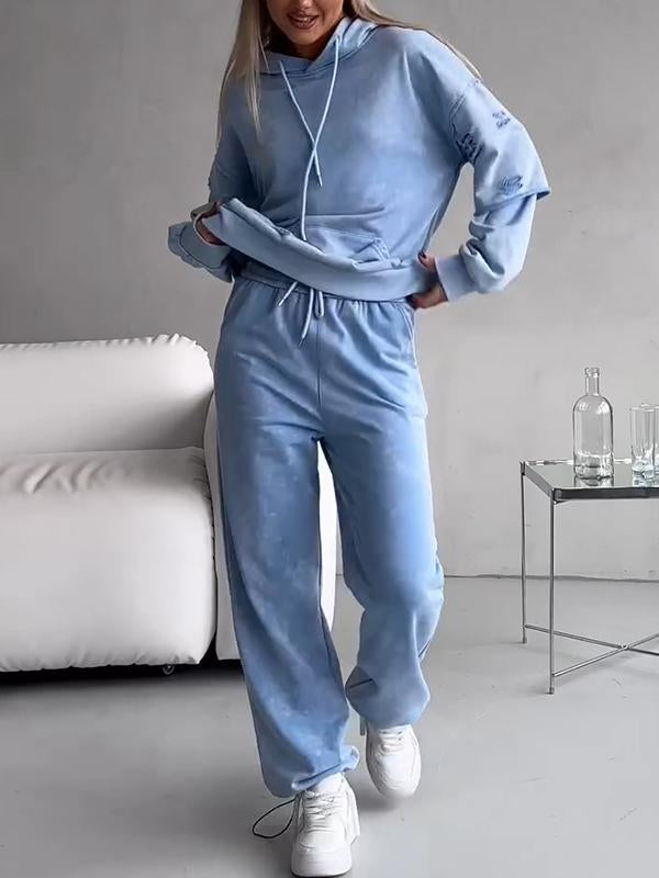 Women's Hooded Copper Sweatshirt Two-piece Set