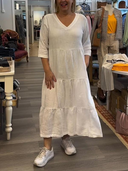 Women's Casual V-neck Solid Color Dress