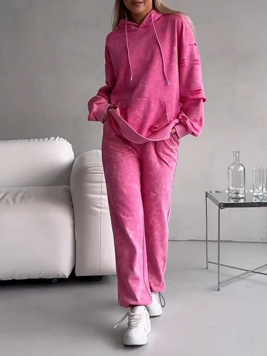 Women's Hooded Copper Sweatshirt Two-piece Set