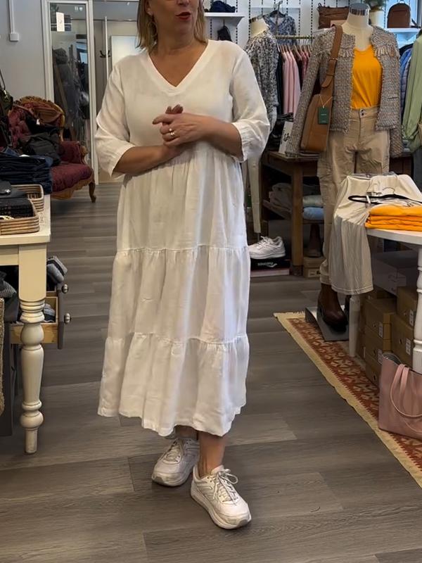 Women's Casual V-neck Solid Color Dress
